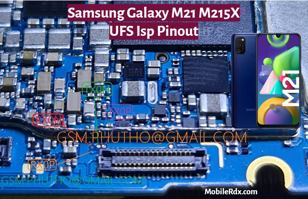 Samsung Galaxy M21 UFS ISP Pinout To ByPass FRP User Lock And Flashing