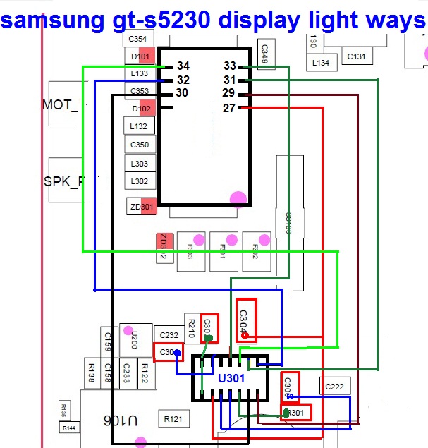 samsung gt s5230 display light ways problem jumper