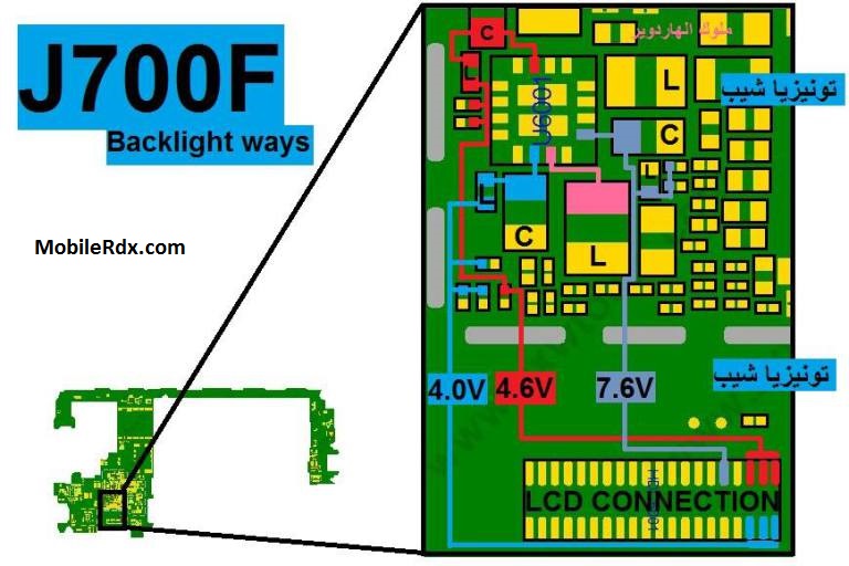Samsung Galaxy J7 SM J700F Display Light Solution Backlight Ways
