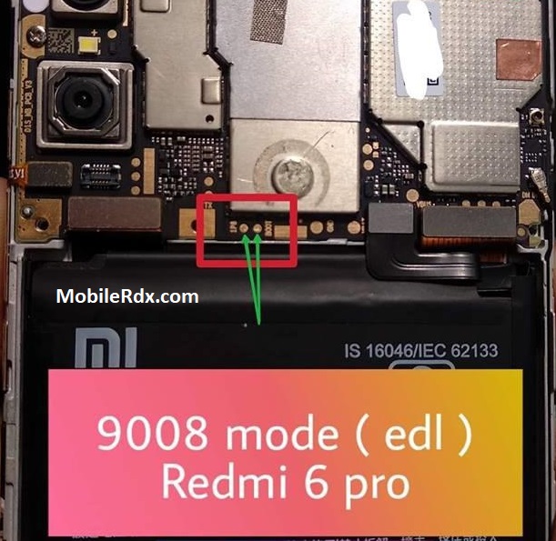 InicializaÃ§Ã£o do ponto de teste Xiaomi Redmi 6 Pro no modo EDL 9008