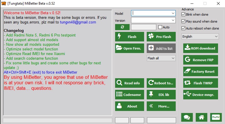 Download MiBetter v0.52 Xiaomi Flash Tool