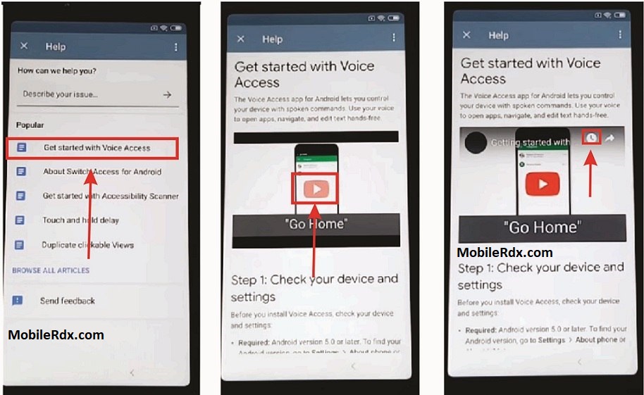 tap on youtube play icon talkback
