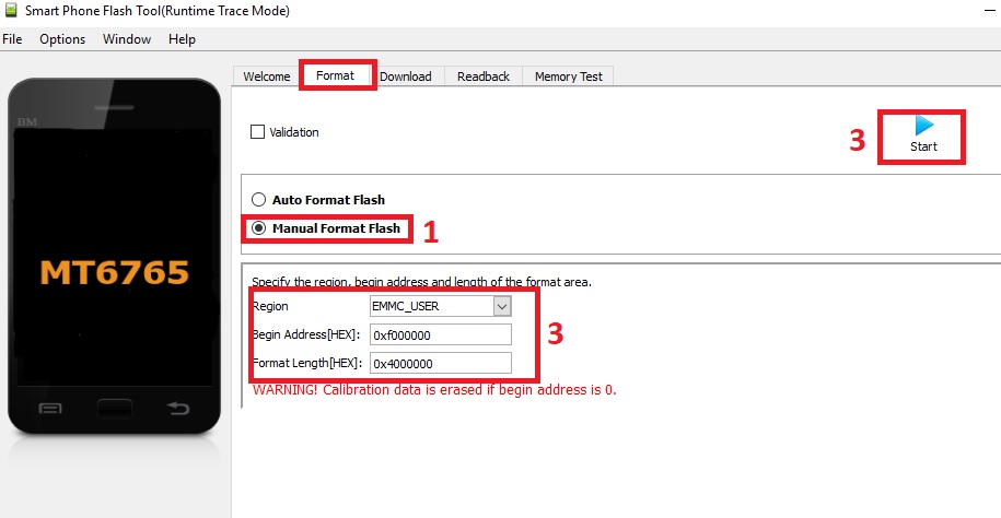 sp flash tool set values