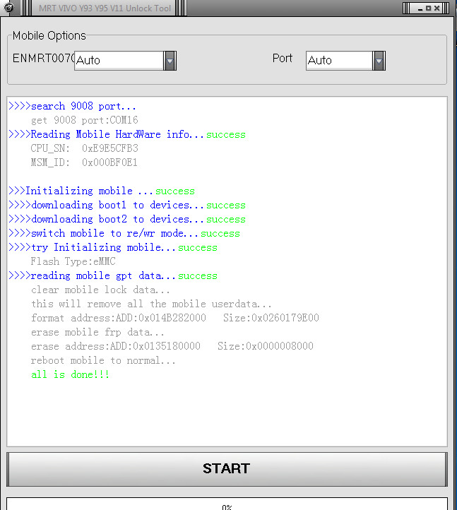 Vivo Y91Y93Y95V11 User Lock FRP Unlock Tool