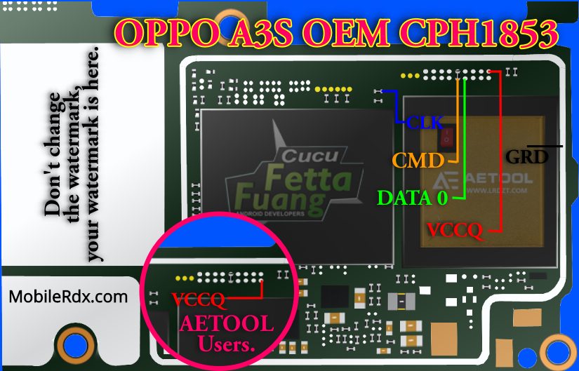 Oppo A3s OEM CPH1853 ISP EMMC Pinout