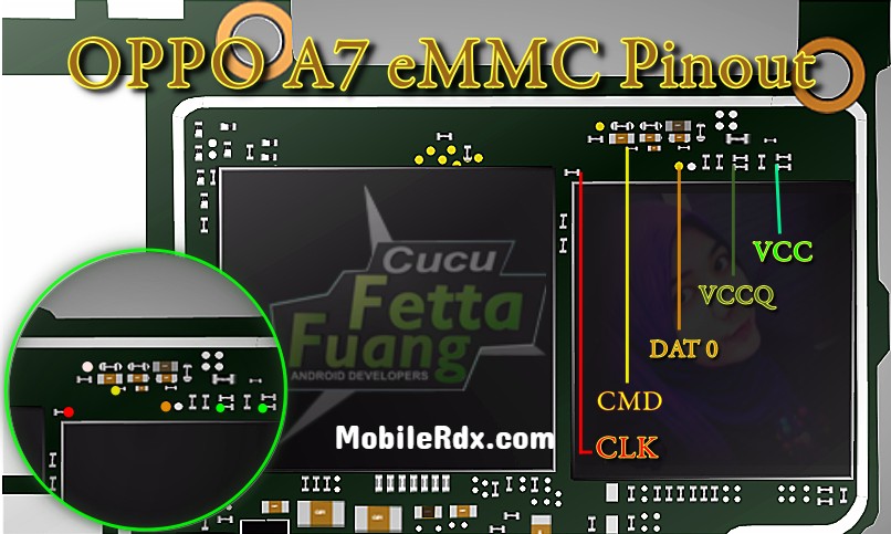 Oppo A7 EMMC Pinout Remove User Lock Pattern And FRP