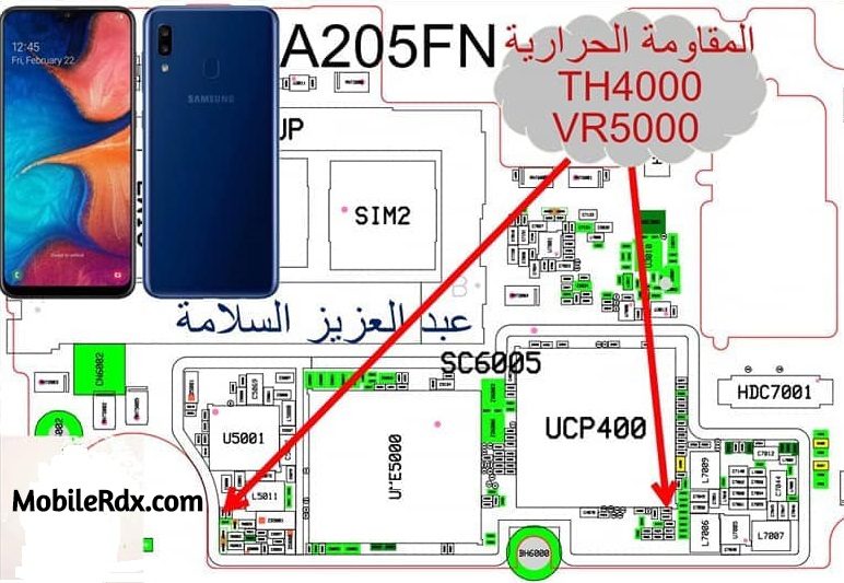 مسار المقاومة الحرارية A20 A205FN Samsung-Galaxy-A20-A205FN-Charging-Paused-Problem-Solution