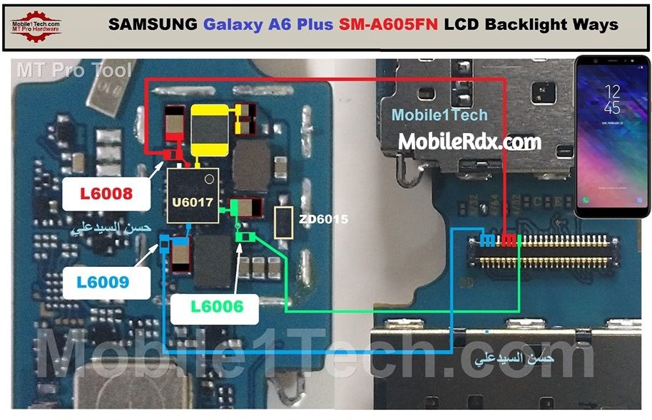 Samsung Galaxy A6 A605FN Display Light Solution LCD Light Ways