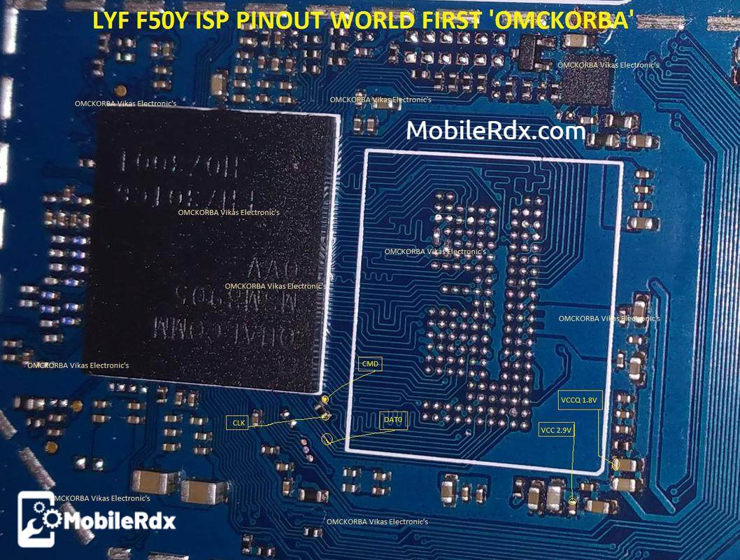 LYF Jio F50Y ISP EMMC Pinout For EMMC Programming And Flashing