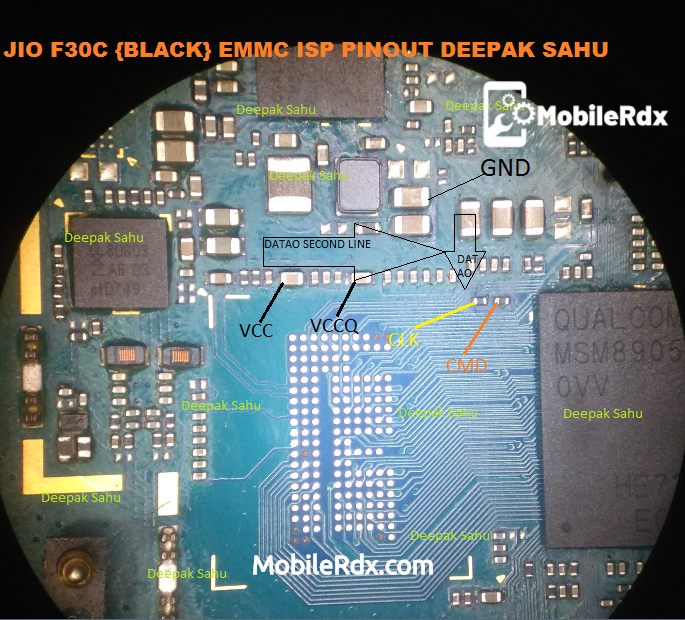 Lyf Jio F30C ISP EMMC Pinout For EMMC Programming And Flashing