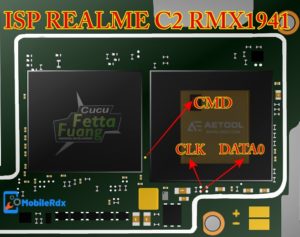 Realme C2 RMX1941 ISP EMMC Pinout For Remove User Lock And FRP 300x237