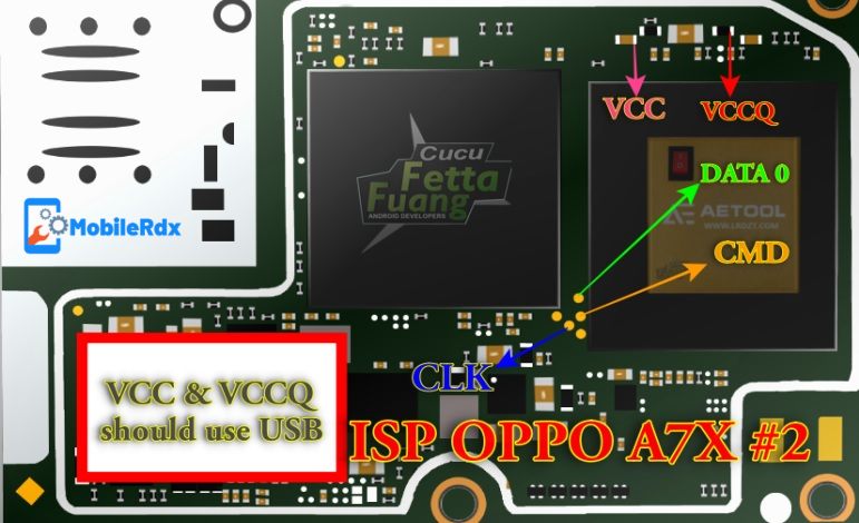 Oppo A7X ISP EMMC Pinout 2