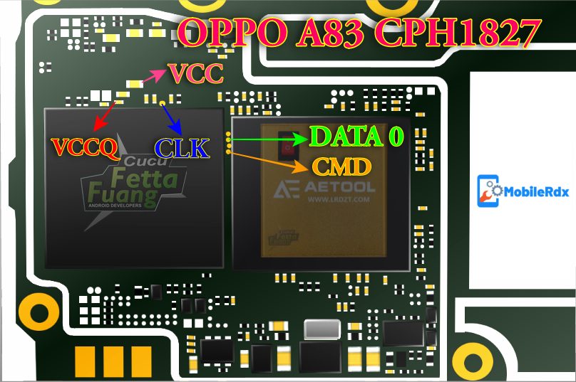 Oppo A83 CPH1827 ISP EMMC Pinout - Remove FRP And User Lock