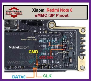 Redmi Note 8 EMMC ISP Pinout 300x267