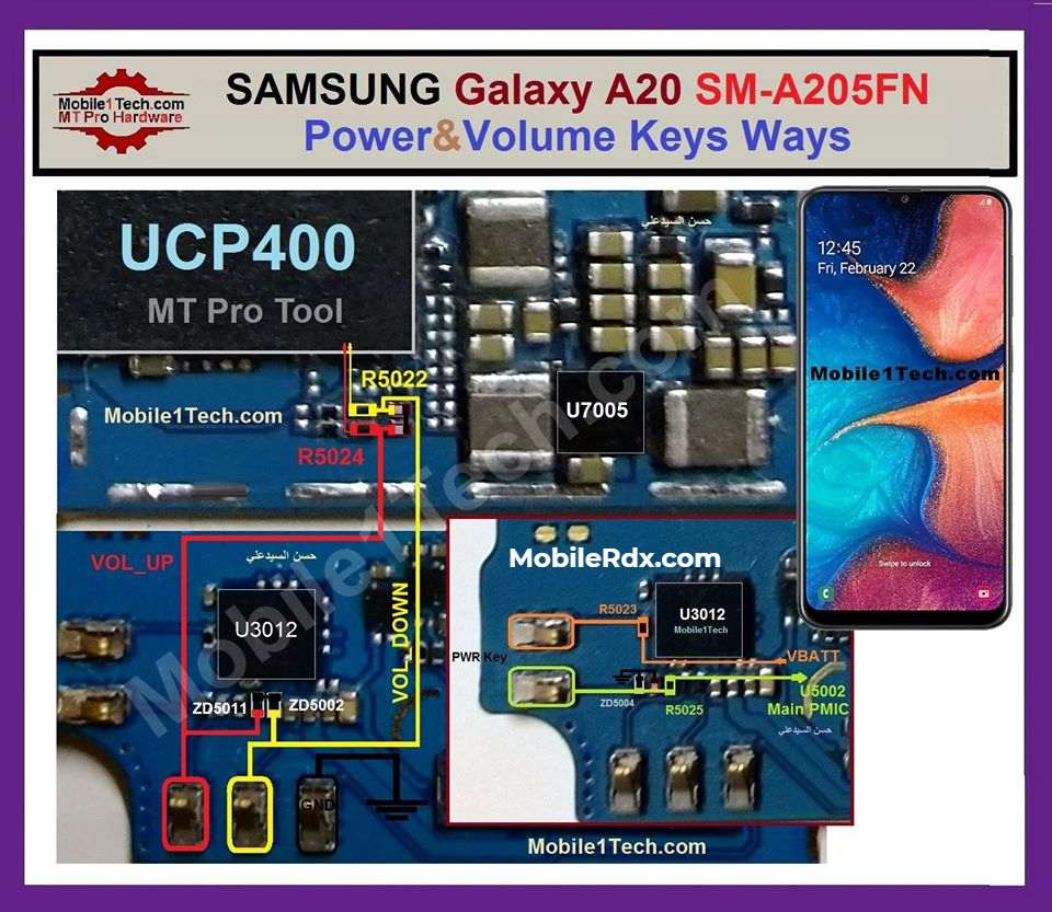 Samsung Galaxy A20 A205F Volume Key Ways Power Button Jumper