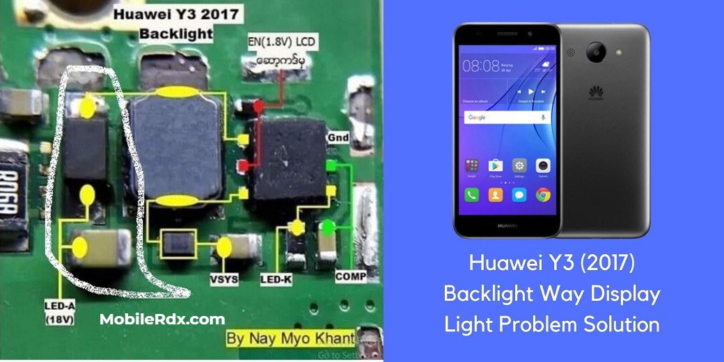 Huawei Y3 2017 Backlight Way عرض حل مشكلة الضوء