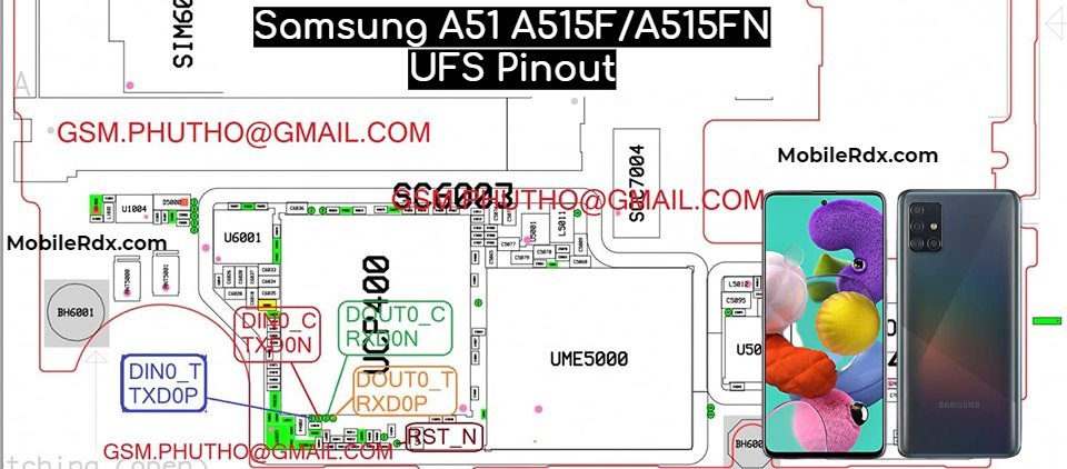 Samsung Galaxy A51 A515F UFS ISP Pinout to ByPass FRP User Lock