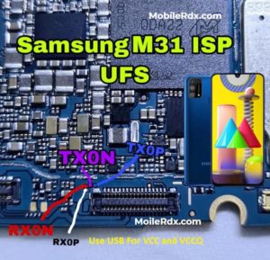 Samsung Galaxy M31 UFS ISP Pinout to ByPass FRP User Lock and Flashing 300x289