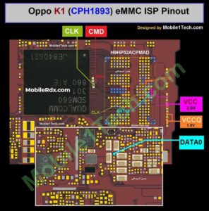 Oppo K1 EMMC ISP Pinout to Remove User Lock ByPass FRP 296x300