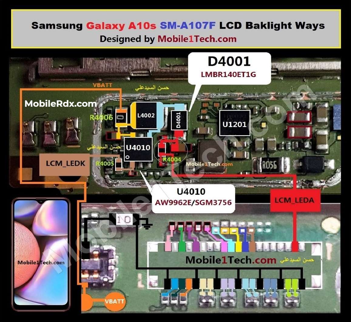samsung a10s lcd light ways