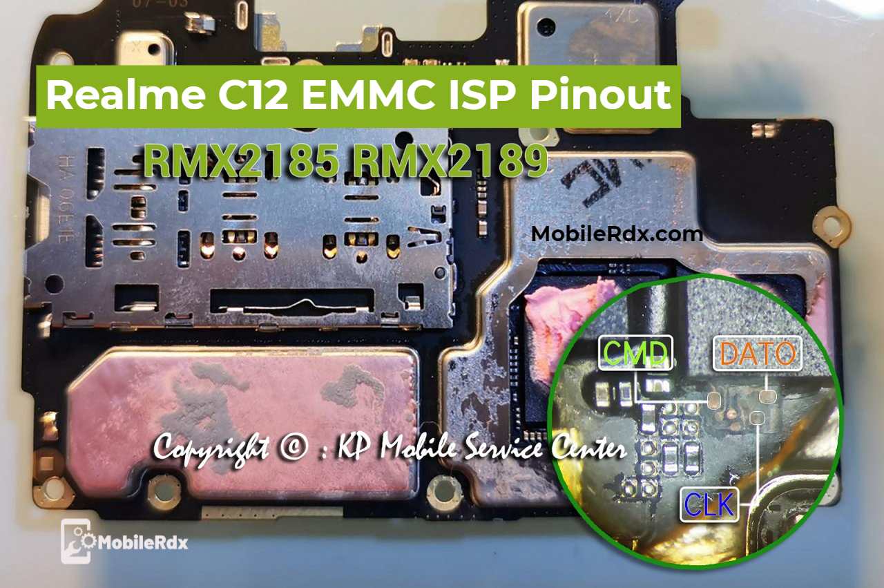 Realme C12 EMMC ISP Pinout to Remove User Lock ByPass FRP