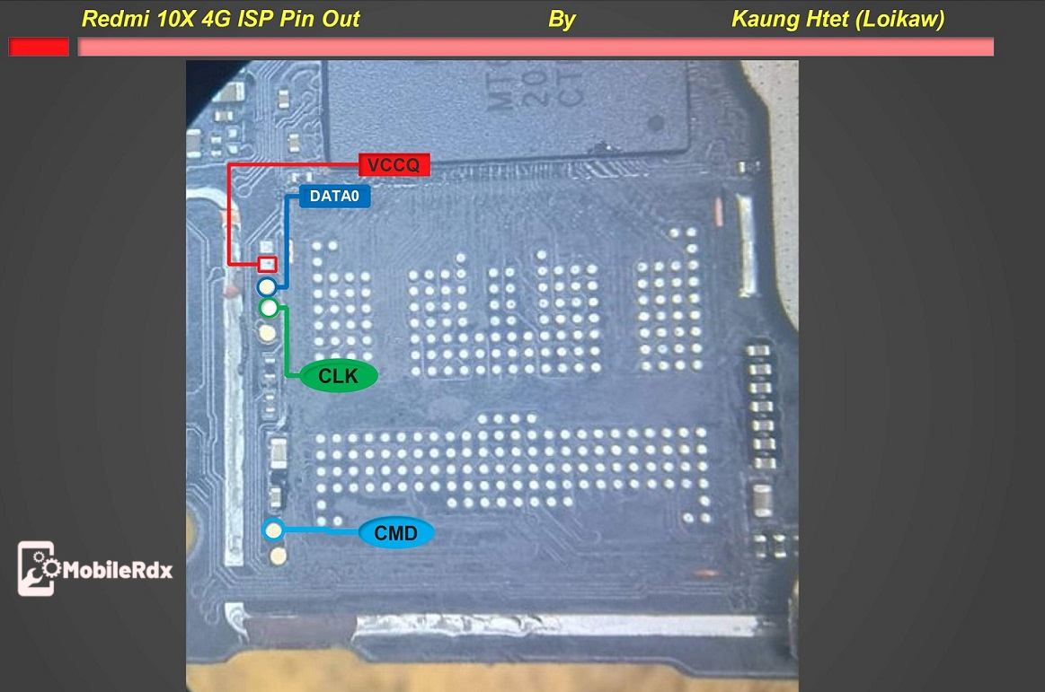 Redmi 10X EMMC ISP Pinout to Remove Pattern Lock And FRP