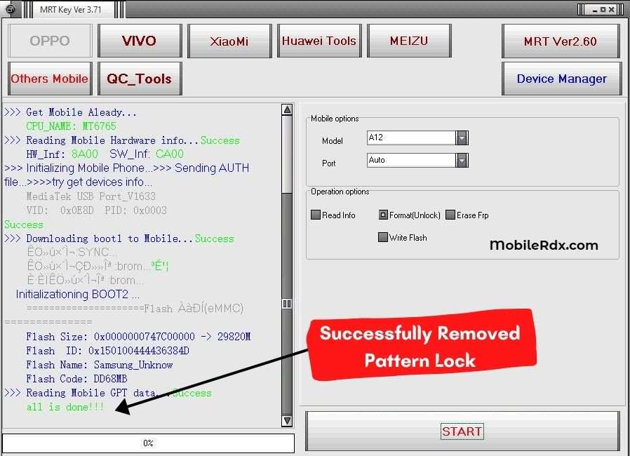 Oppo A12 Pattern FRP Password Remove Done By MRT