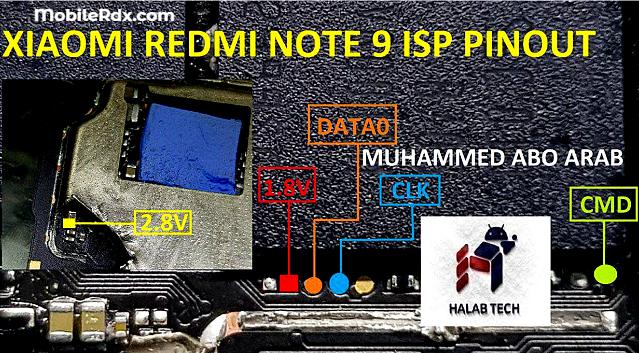 Redmi Note 9 ISP PinOUT to Remove Pattern FRP Lock