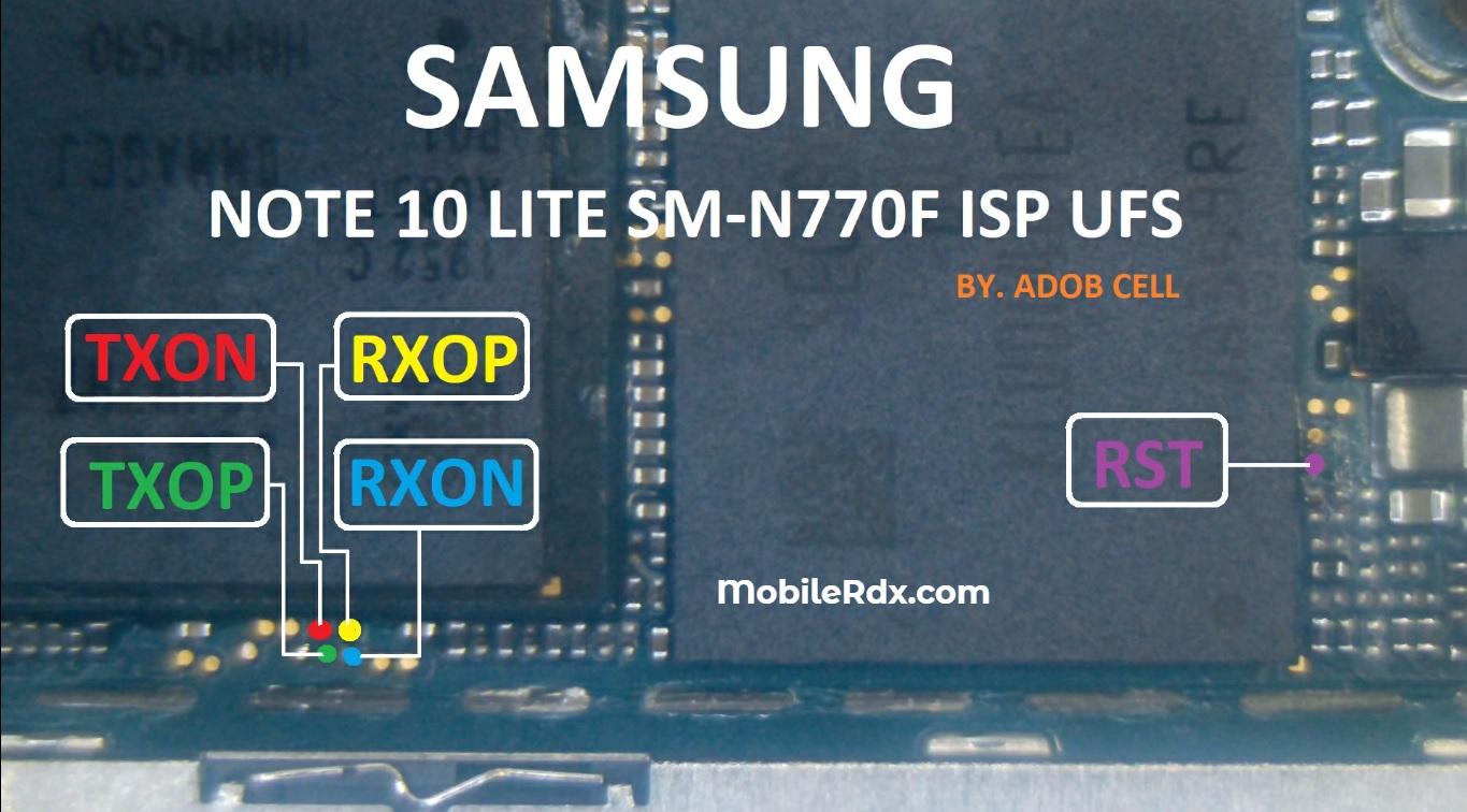 Samsung Galaxy Note10 Lite SM N770F UFS ISP Pinout
