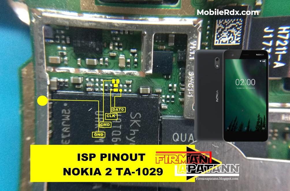 Nokia 2 TA 1029 EMMC ISP Pinout For EMMC Programming And Flashing