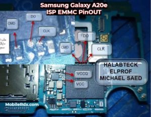 Samsung Galaxy A20e ISP EMMC PinOUT to ByPass FRP and Pattern Lock 300x233