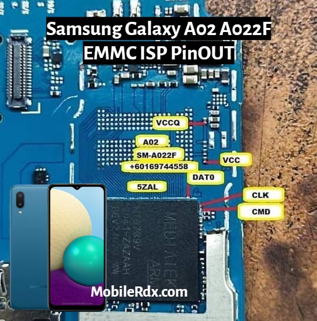 Samsung Galaxy A02 A022F EMMC ISP PinOUT