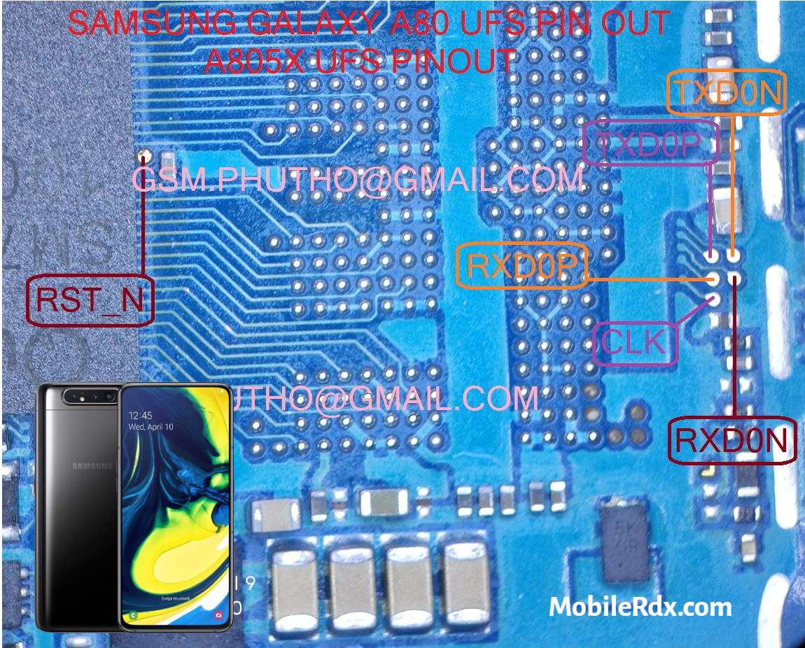 Samsung Galaxy A80 A805F UFS ISP Pinout   Test Point