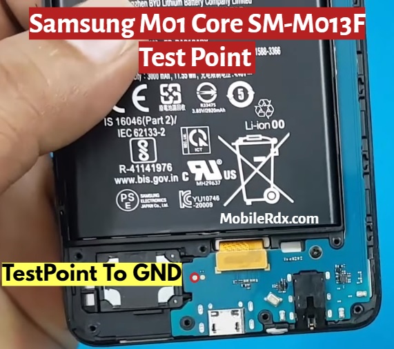 Samsung M01 Core M013F Test Point   EMMC ISP Pinout
