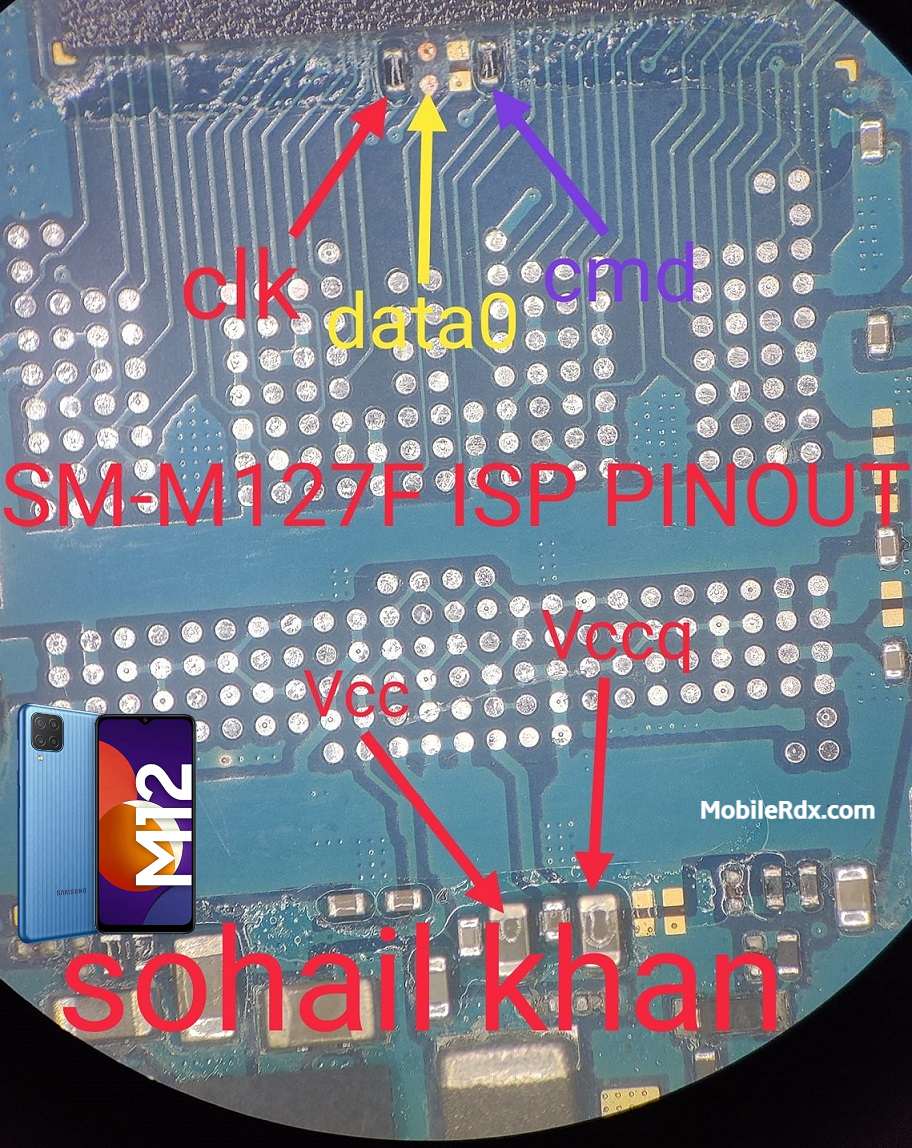 Samsung Galaxy M12 M127F ISP EMMC PinOUT Test Point