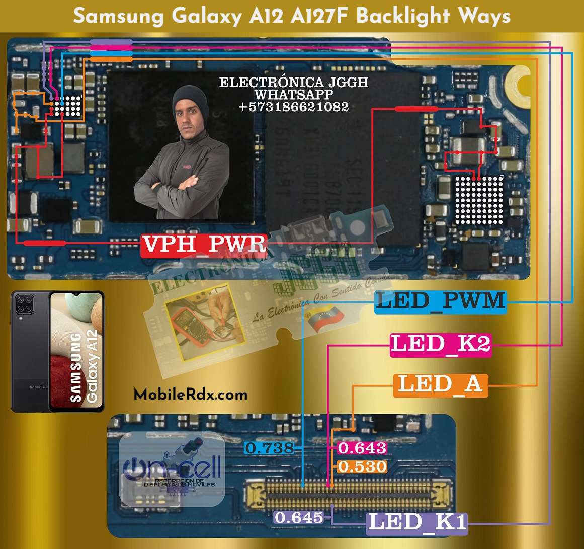 Samsung Galaxy A12 A127F Backlight Ways Repair Display Light