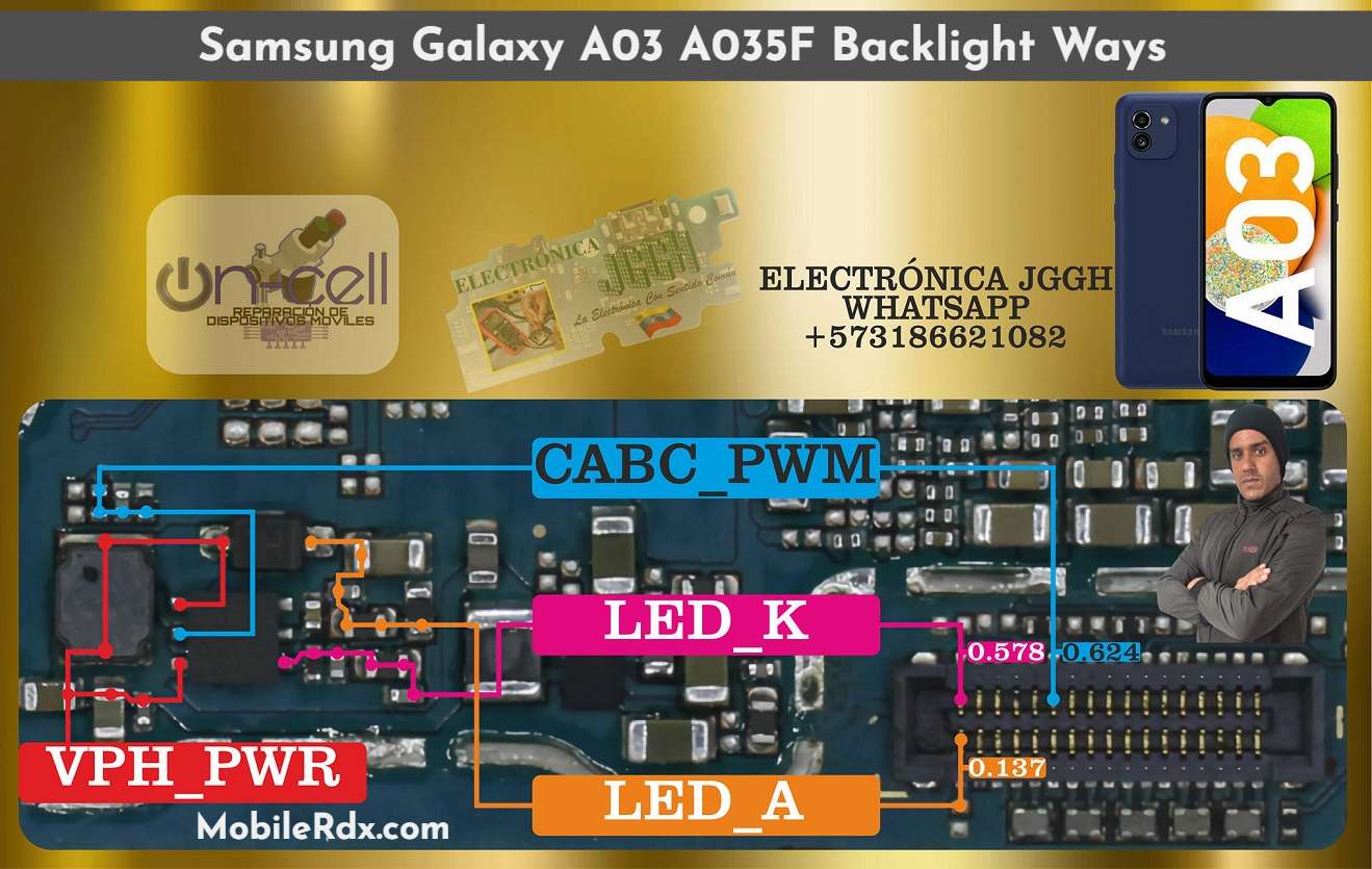 Samsung Galaxy A03 A035F Backlight Ways Repair Display Light Problem