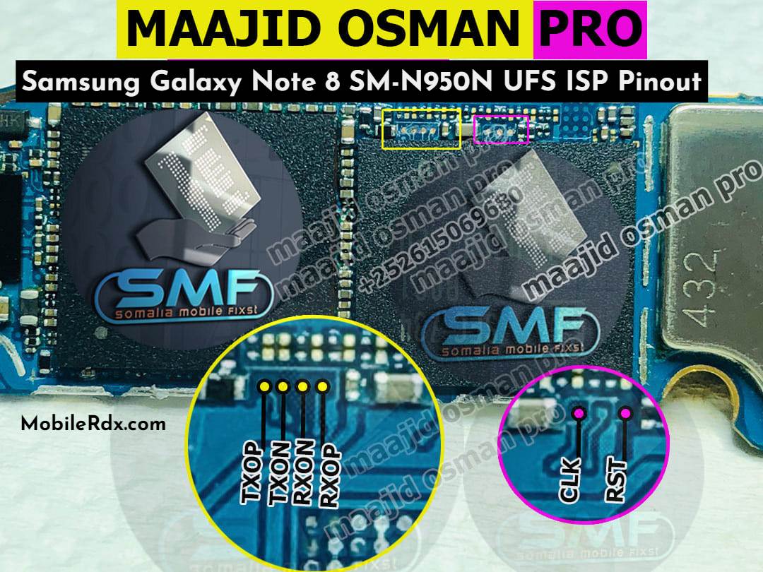 Samsung Galaxy Note 8 SM N950N UFS ISP Pinout   Test Point