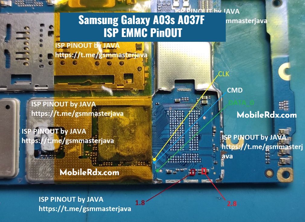 Samsung Galaxy A03s A037F ISP EMMC PinOUT   Test Point