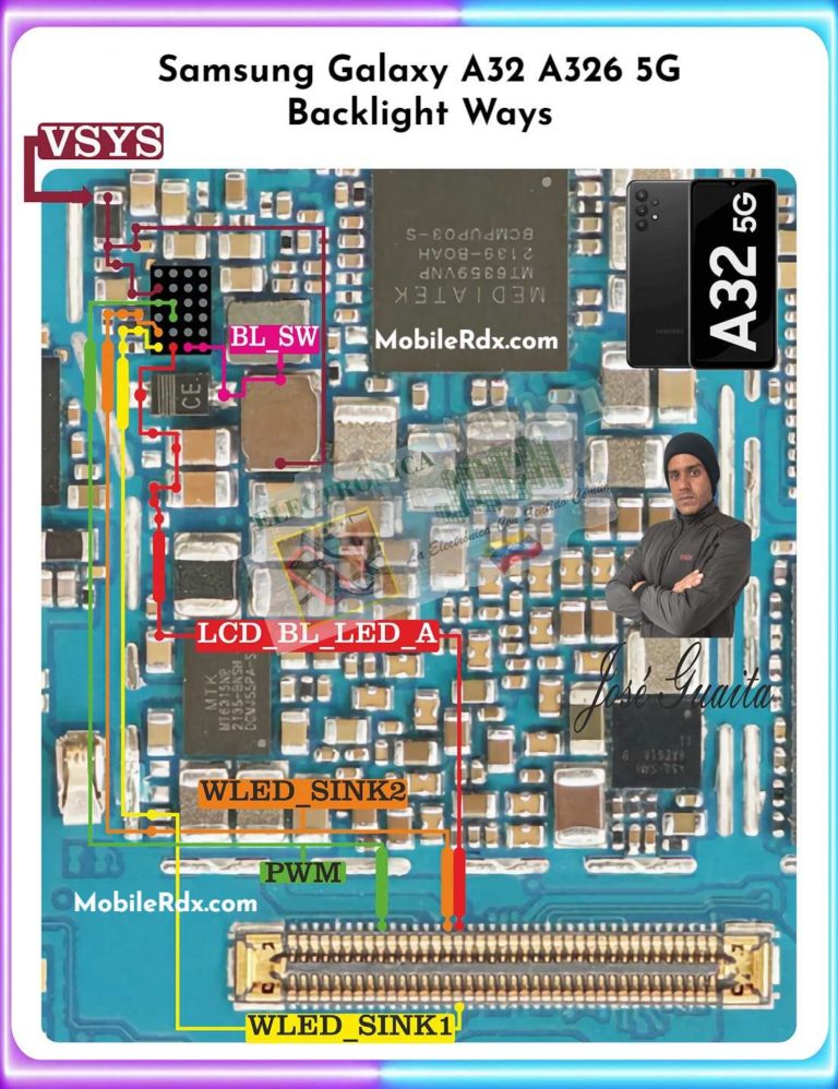 حل مشكلة اضاءة الشاشة سامسونج A32 A326 Samsung-Galaxy-A32-A326-LCD-Backlight-Ways-768x998