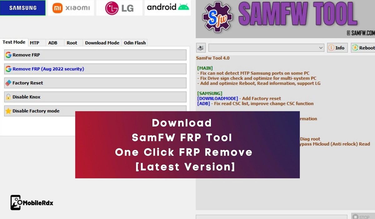 Download SamFW FRP Tool One Click FRP Remove Latest Version