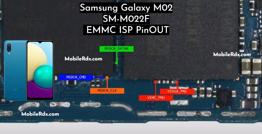 Samsung Galaxy M02 SM M022F ISP EMMC PinOUT   Test Point