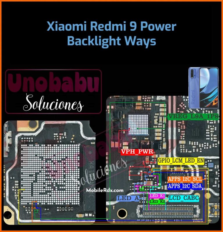 حل مشكلة اضاءة شاشة ريدمي 9 Power Xiaomi-Redmi-9-Power-Backlight-Ways-_-Repair-LCD-Display-Light-Problem-768x799