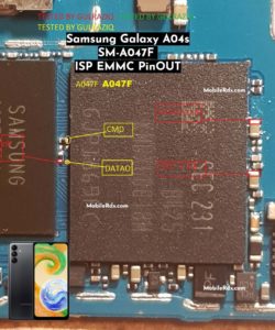 Samsung Galaxy A04s SM A047F ISP EMMC PinOUT 250x300