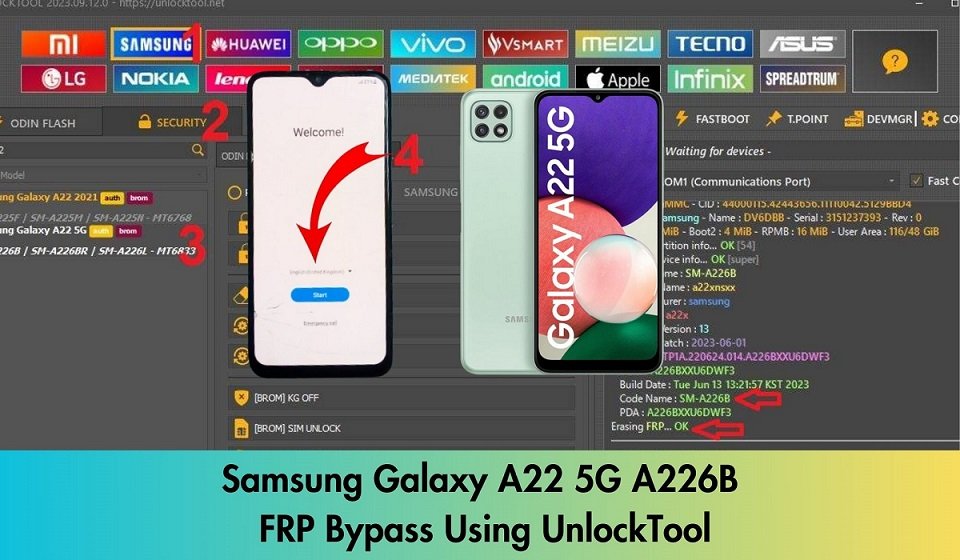 Samsung Galaxy A22 5G FRP Bypass Using UnlockTool CM2 UMT
