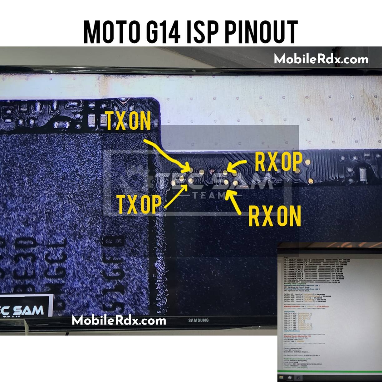 Motorola Moto G14 UFS ISP PinOUT Test Point Motorola Moto G14 UFS ISP PinOUT Test Point