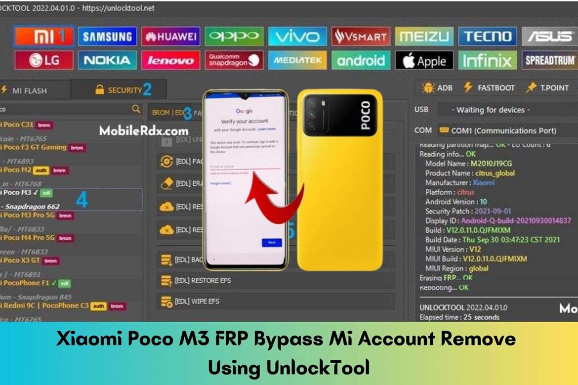 Xiaomi Poco M3 FRP Bypass Mi Account Remove Using UnlockTool Xiaomi Poco M3 FRP Bypass Mi Account Remove Using UnlockTool