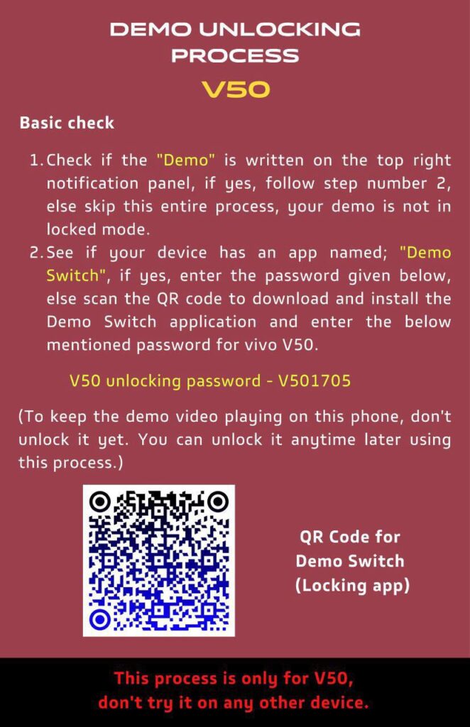 Vivo V50 Demo Mode Code Vivo V50 Demo Mode Code