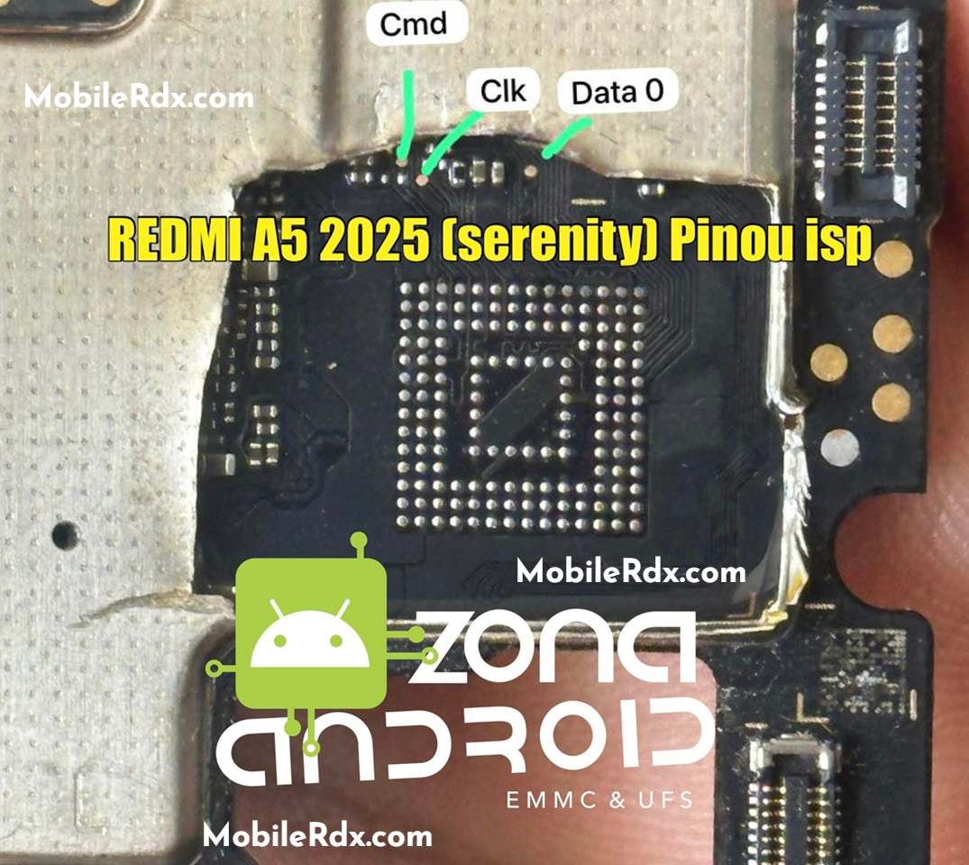 Xiaomi Redmi A5 EMMC ISP PinOUT Xiaomi Redmi A5 EMMC ISP PinOUT