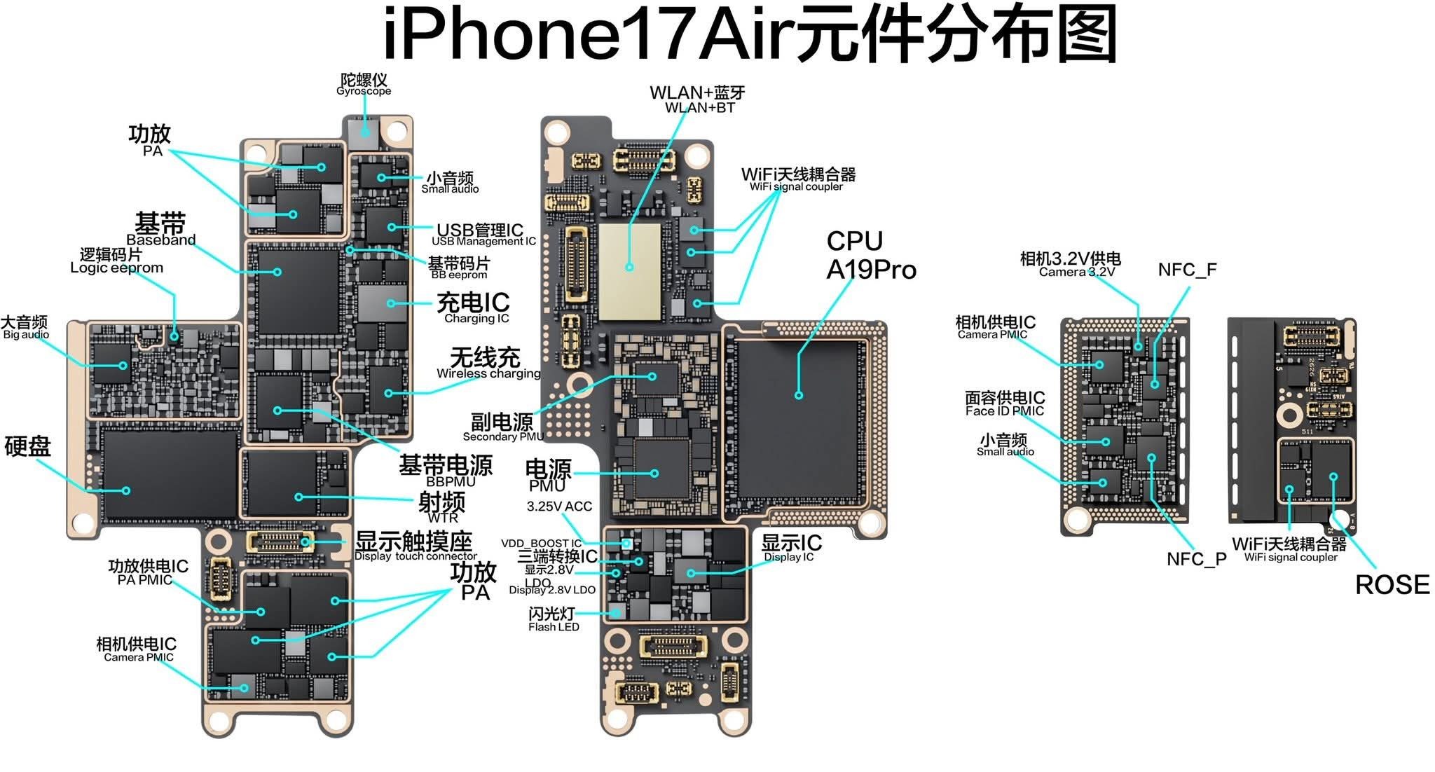 iPhone 17 Air Motherboard Details Schematics iPhone 17 Air Motherboard Details Schematics
